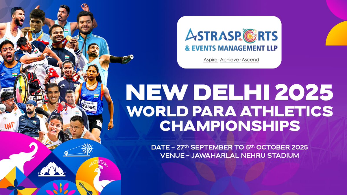 astrasportsllp's tweet image. 🌍✨ The World Para Athletics Championship begins Sept 27–Oct 5 at Jawaharlal Nehru Stadium, New Delhi 🇮🇳 Best wishes to all inspiring athletes from #AstraSports 💪🔥

#WorldParaAthletics #InspirationInMotion