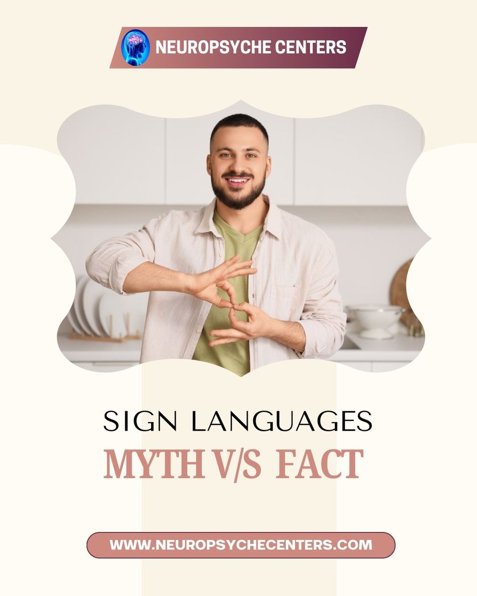 neuropsyche01's tweet image. Myths vs. Facts: Sign Language
#SignLanguageAwareness #MythVsFact #NeuropsycheCenters #InclusiveCommunication #MentalHealthMatters #BreakTheStigma #DrBhagwatRajput
