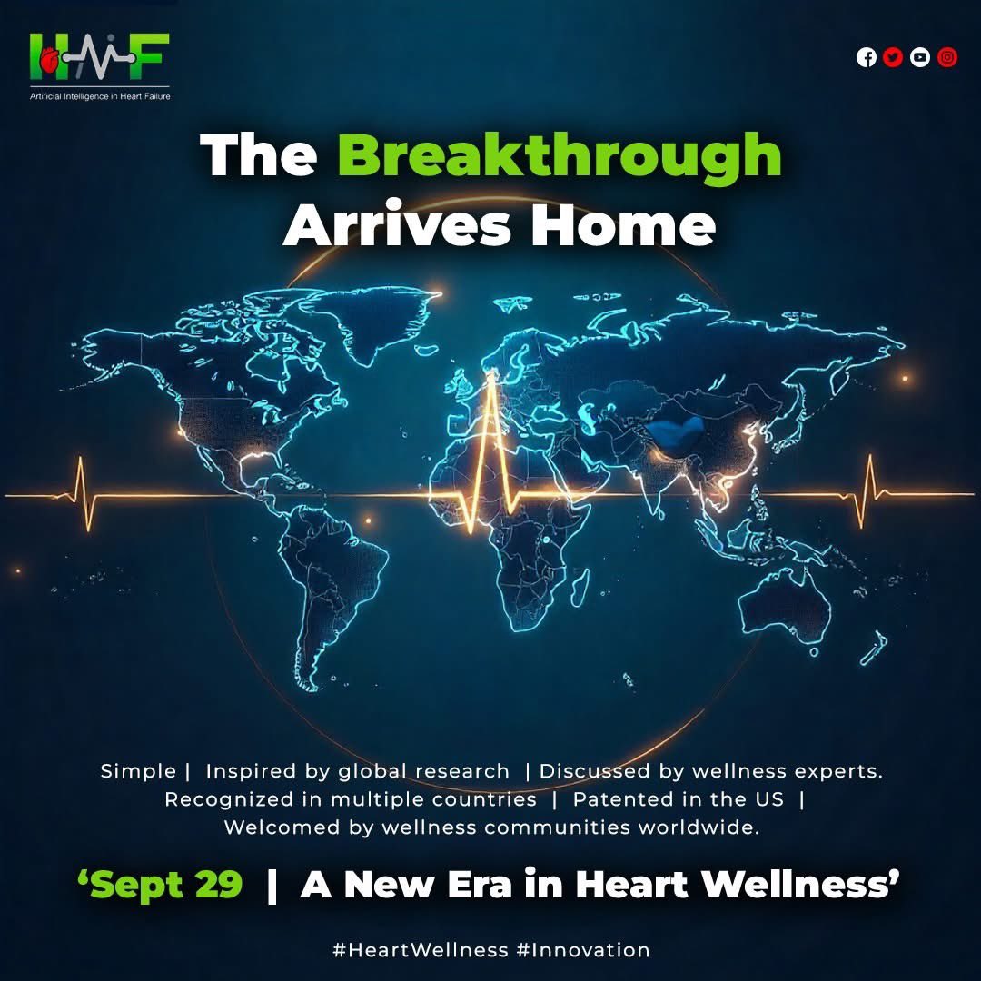 HaifTech's tweet image. Inspired by global research, patented in the US, and recognized worldwide as a wellness reflection tool—welcomed by experts and communities alike. Sept 29 → The breakthrough arrives home.

#HAIF #WorldHeartDay #HeartFailureAwareness #BreakTheSilence #TogetherWeLaunch