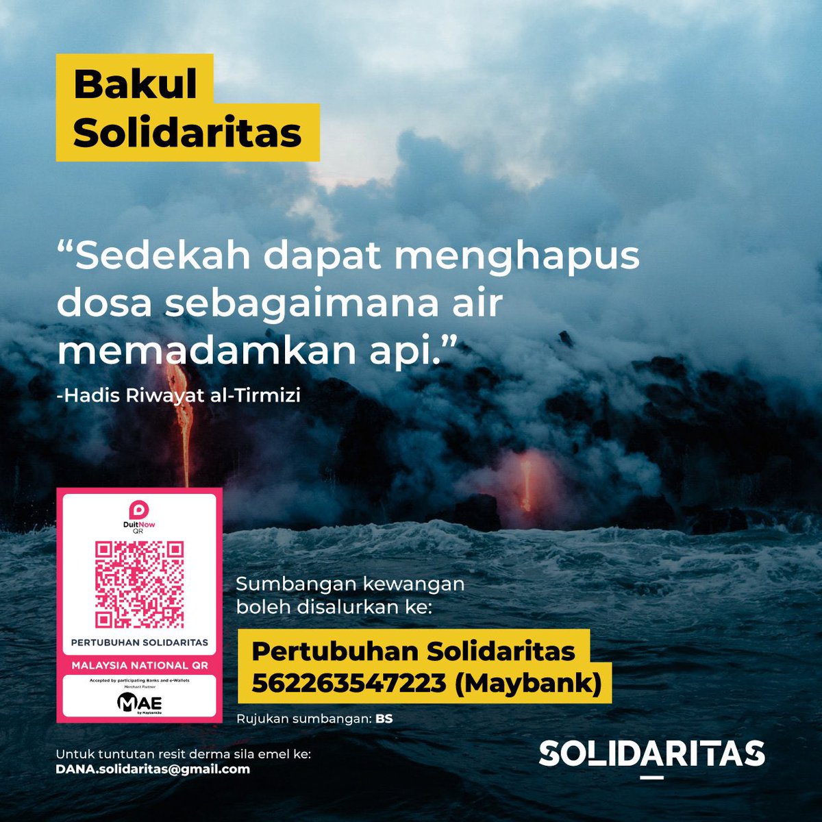 Salam Jumaat.

Sedekah dapat manghapus dosa.

Jom gunakan kelebihan Jumaat ini untuk kita bersedekah kepada yang memerlukan.

Minggu ini, ada dua pemohon yang boleh kita bantu.

Hanya RM700 diperlukan.

Maybank
562263547223
Pertubuhan Solidaritas

Atau imbas QR
