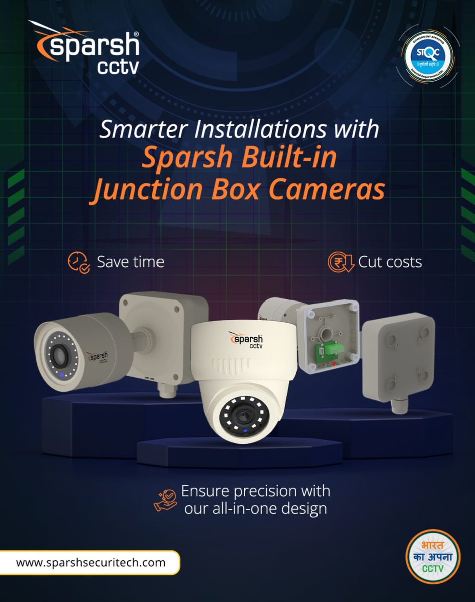 Sparsh_cctv's tweet image. Experience smarter, faster, and more cost-efficient installations with the Sparsh Built-in Junction Box Camera — combining quick setup, reduced costs, organized cabling, and water-resistant durability for lasting reliability. 
#SparshCCTV #SmartSecurity #InnovationInAction