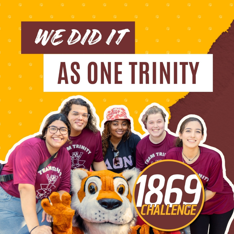 Trinity_U's tweet photo. We rose to the challenge as ONE TRINITY! Your generosity has made a BIG impact, creating opportunities that fuel excellence and strengthen our community. #1869Challenge