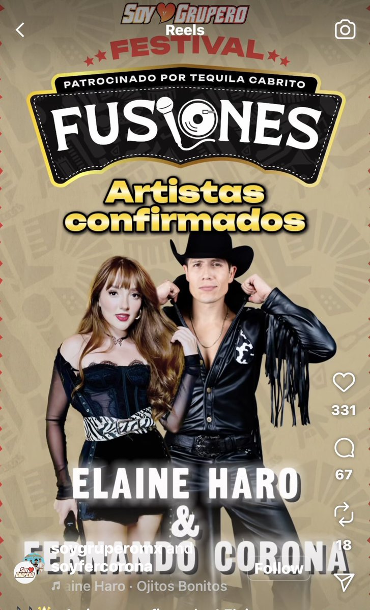 _AguitaDeSandia's tweet image. TRIUNFANDO DESDE YA ‼️

@ElaineHaroMusic &amp;amp; @SoyFerCorona  se presentarán en el festival #Fusiones 🦌

Sin duda Elaine logró su objetivo, tener más proyección y presencia en la música. 

Amamos 🩷🩷