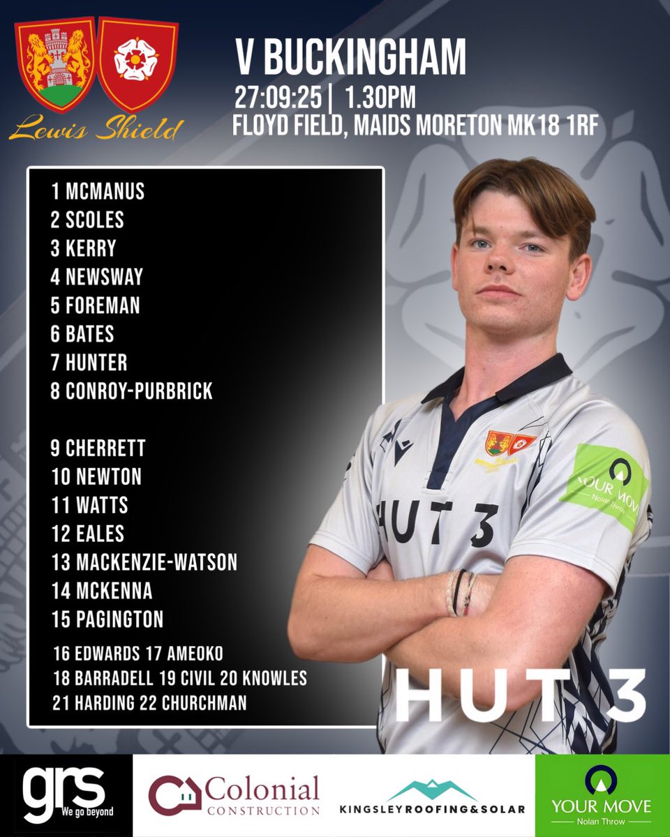 Your side travelling to face <a href="/BuckinghamRUFC/">Buckingham RUFC</a> in the The Lewis Shield

A really intriguing competition with players who have already won The Lewis Shield or Alliance Cup ineligible to play, really showcasing clubs depth and Academy pathways.

Let’s go boys!

🔴🟡🔵