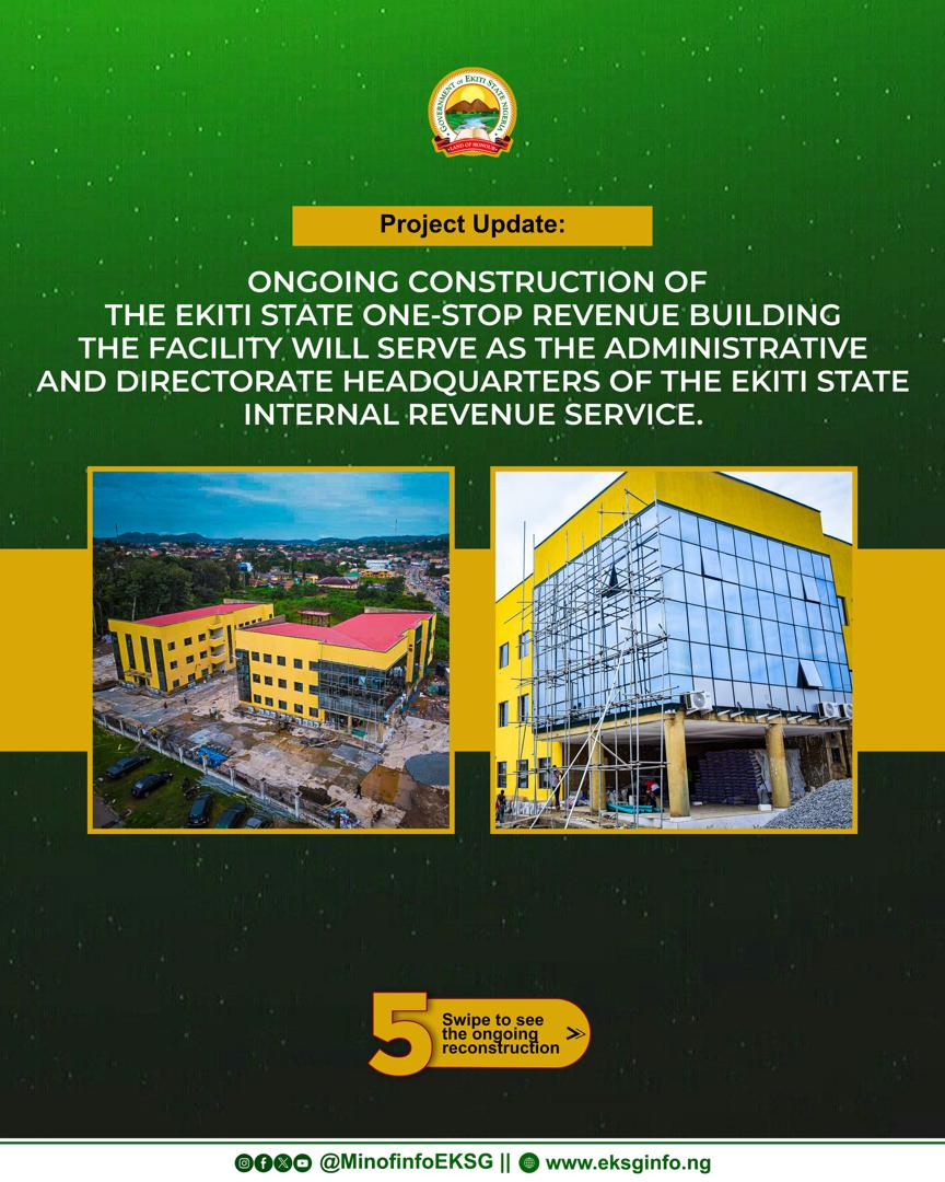 EkitiArshavin's tweet photo. 𝐏𝐑𝐎𝐉𝐄𝐂𝐓 𝐔𝐏𝐃𝐀𝐓𝐄:

Building a Modern One-Stop Revenue Centre in Ekiti State

Construction is underway on a state-of-the-art One-Stop Revenue Building that will house the Administrative and Directorate offices of the Ekiti State Internal Revenue Service. 

#BAOatWork https://t.co/1JVFPcfzwy