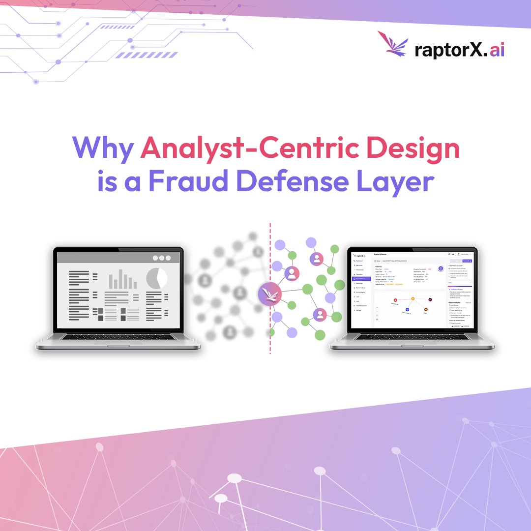 raptorxai's tweet image. At RaptorX.ai, we show how 𝐚𝐧𝐚𝐥𝐲𝐬𝐭-𝐜𝐞𝐧𝐭𝐫𝐢𝐜 𝐝𝐞𝐬𝐢𝐠𝐧 becomes a defense layer, making fraud signals clearer and action faster!!

Read our article here: bit.ly/3Kj1O7f

#FraudDetection #FraudAnalytics #FinancialCrime #AMLCompliance #RaptorXAI