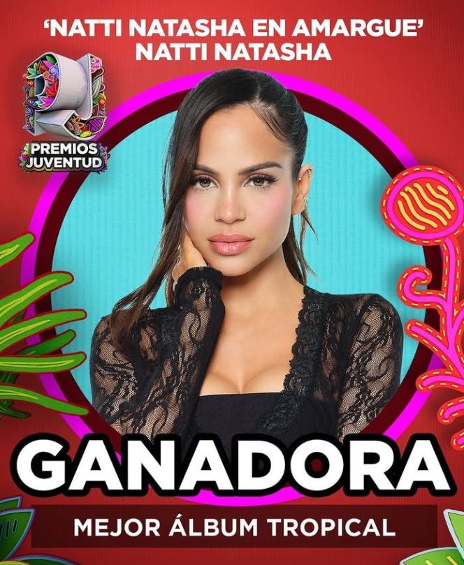 “Natti Natasha en Amargue” ha ganado la categoria de “Mejor Album Tropical” en #PremiosJuventud !!