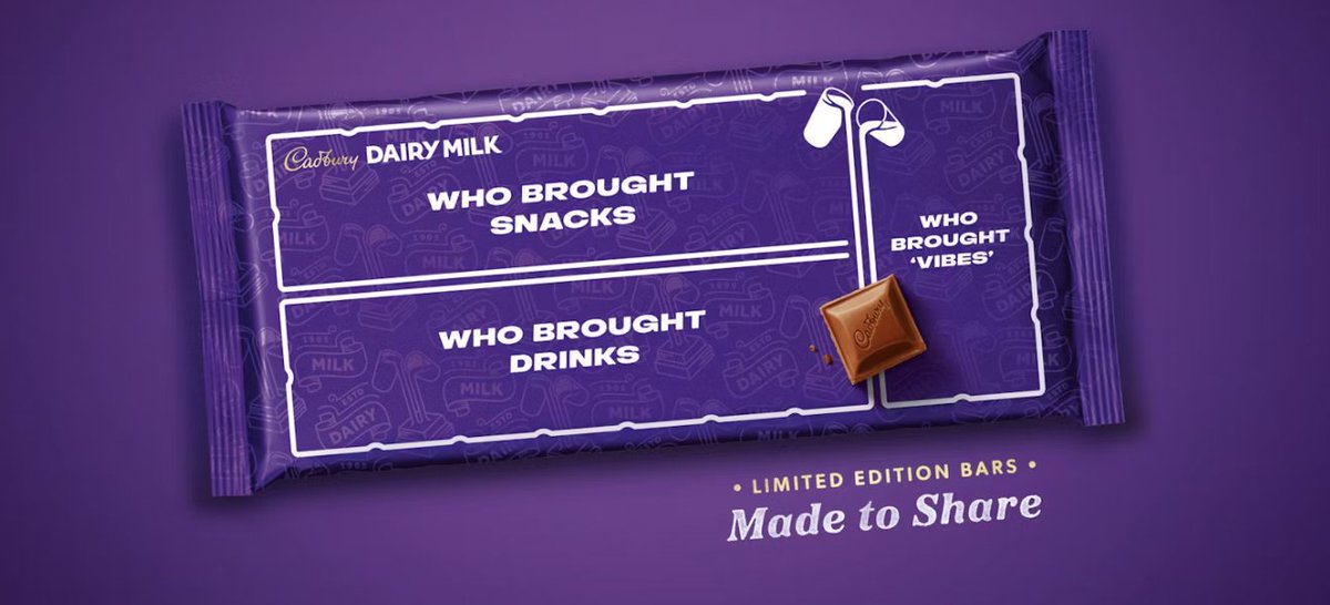 ScottSaab's tweet photo. This new packaging for Cadbury has my whole heart. A perfect example of a BIG IDEA - beautifully extendable across platforms, on-brand and each execution is fresh and unique. 
Credits: VCCP London, Bulletproof Design
#Cadbury #Branding #DiamondsToDetergent #Advertising #Packaging https://t.co/kiXdJNF0VP