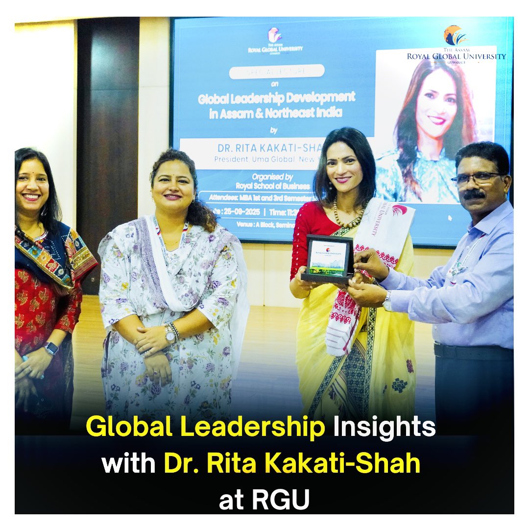 RoyalGlobal_Uni's tweet image. RGU hosted Dr. Rita Kakati-Shah, President of Uma Global, for an insightful session on leadership, confidence & global business awareness! MBA students gained practical perspectives on nurturing leadership with a global outlook. #LeadershipDevelopment #UmaGlobal #GlobalLearning
