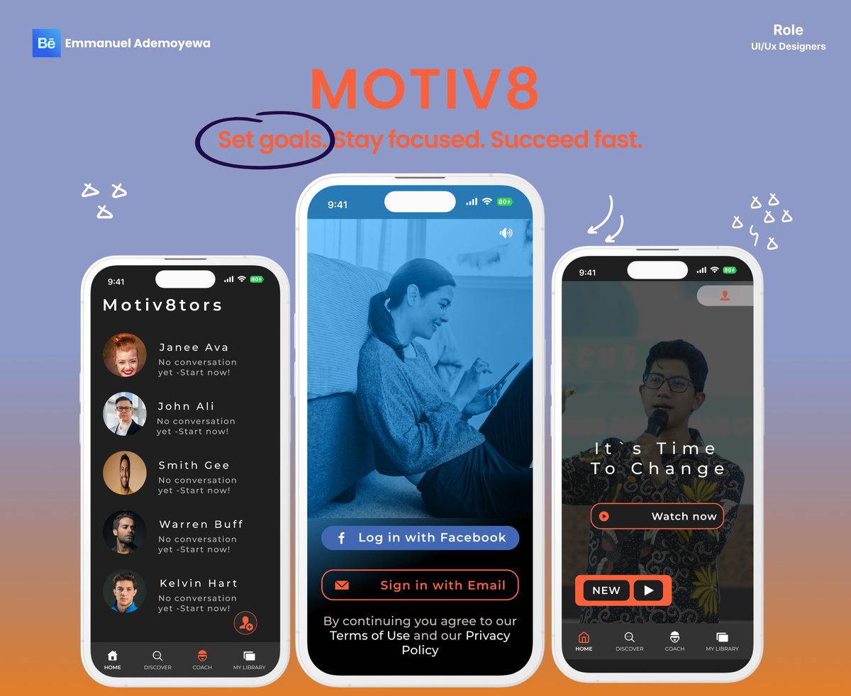 PowerfulEmm's tweet photo. 🚀 Just dropped my new UX/UI case study: MOTIV8 an app designed to keep you inspired &amp; productive every day.

From research → wireframes → polished UI, here’s how I turned an idea into a complete design journey.

🔗 Full case study: https://t.co/GWhMe3gZZc https://t.co/rPnQiSbUwv