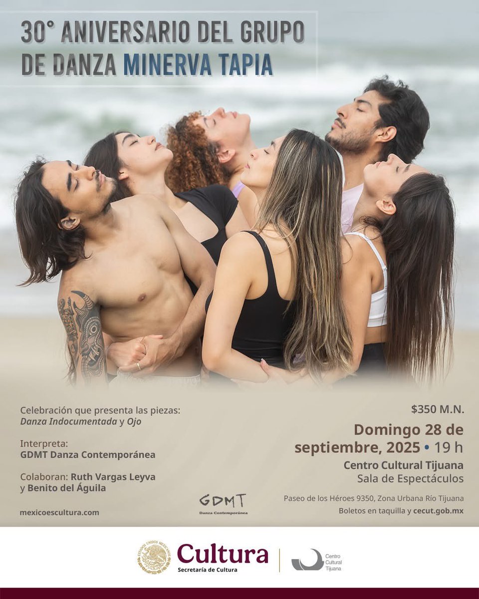 MtapiaDanza's tweet photo. ¡Hola!
Danza Contemporánea en Tijuana.
Les invitamos a un evento del GDMT Danza Contemporánea que celebrará su 30 aniversario este próximo domingo 28 de septiembre a las 7:00 PM en la Sala de Espectáculos. 

Boletos en taquilla y en línea del Cecut. https://t.co/jZtbApRGnV