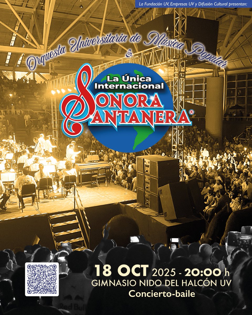 FundacionUV's tweet photo. 💃🎺 ¡No te lo puedes perder!
La Sonora Santanera y la Orquesta Universitaria de Música Popular te esperan para un concierto-baile lleno de tradición y alegría. 🎶✨
📅 18 oct | 🕗 20 h
📍 Gimnasio Nido del Halcón UV
🎟️ Boletos en Tiendas UV y en https://t.co/Dwz3jYmhsW

#Xalapa https://t.co/Xnn8nLOLHH