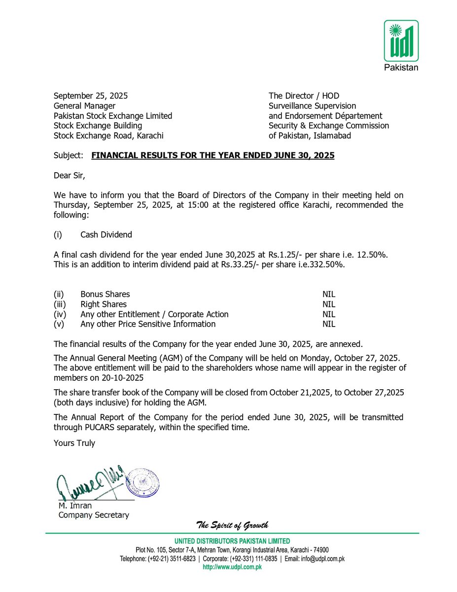 ChasePSXNotices's tweet image. UDPL-Financial Results for the Year Ended June 30, 2025

#PSX #UDPL #StockMarket