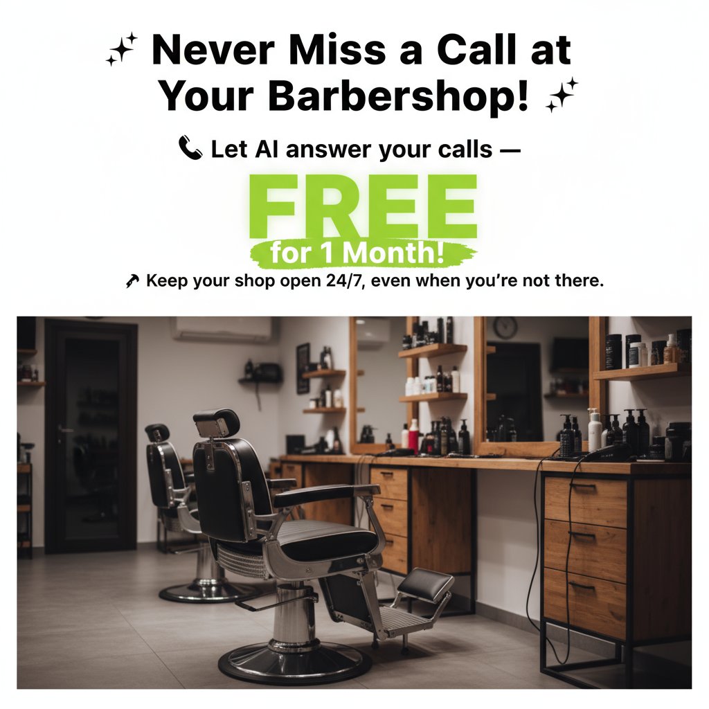 GainRhino's tweet photo. Keep your barbershop 'open' around the clock with AI call answering 🚀 FREE for 1 month! #NoMoreMissedCalls https://t.co/rFewZ9sqif
