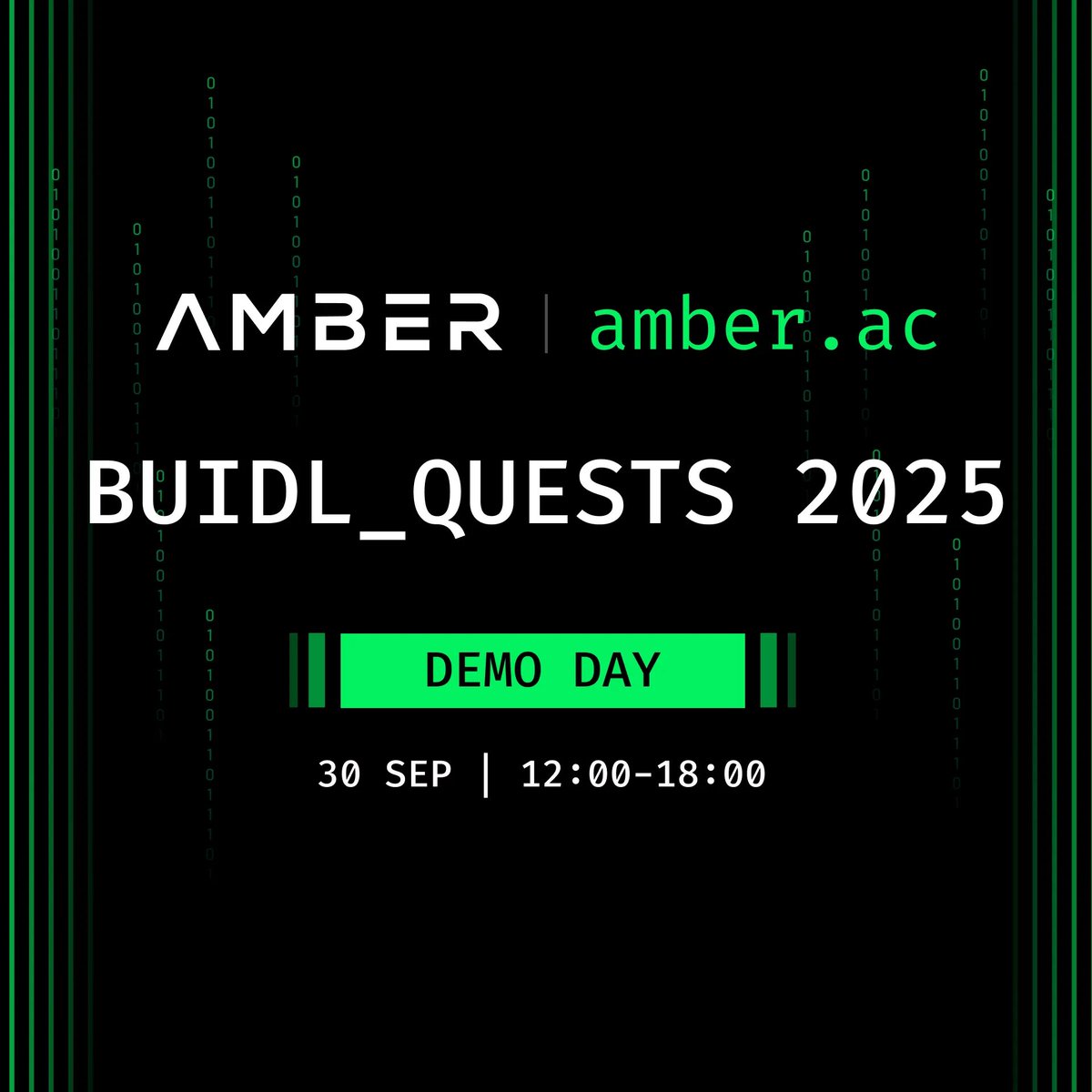 amber_ac_'s tweet image. Build, Pitch, Win! Our BUIDL_QUESTS 2025 Demo Day is happening soon!

We are hosting a high-energy Demo Day alongside our Amber Group @ambergroup_io and partners, bringing builders, researchers, investors, and ecosystem friends together for live demos, deep-dive panels, and…