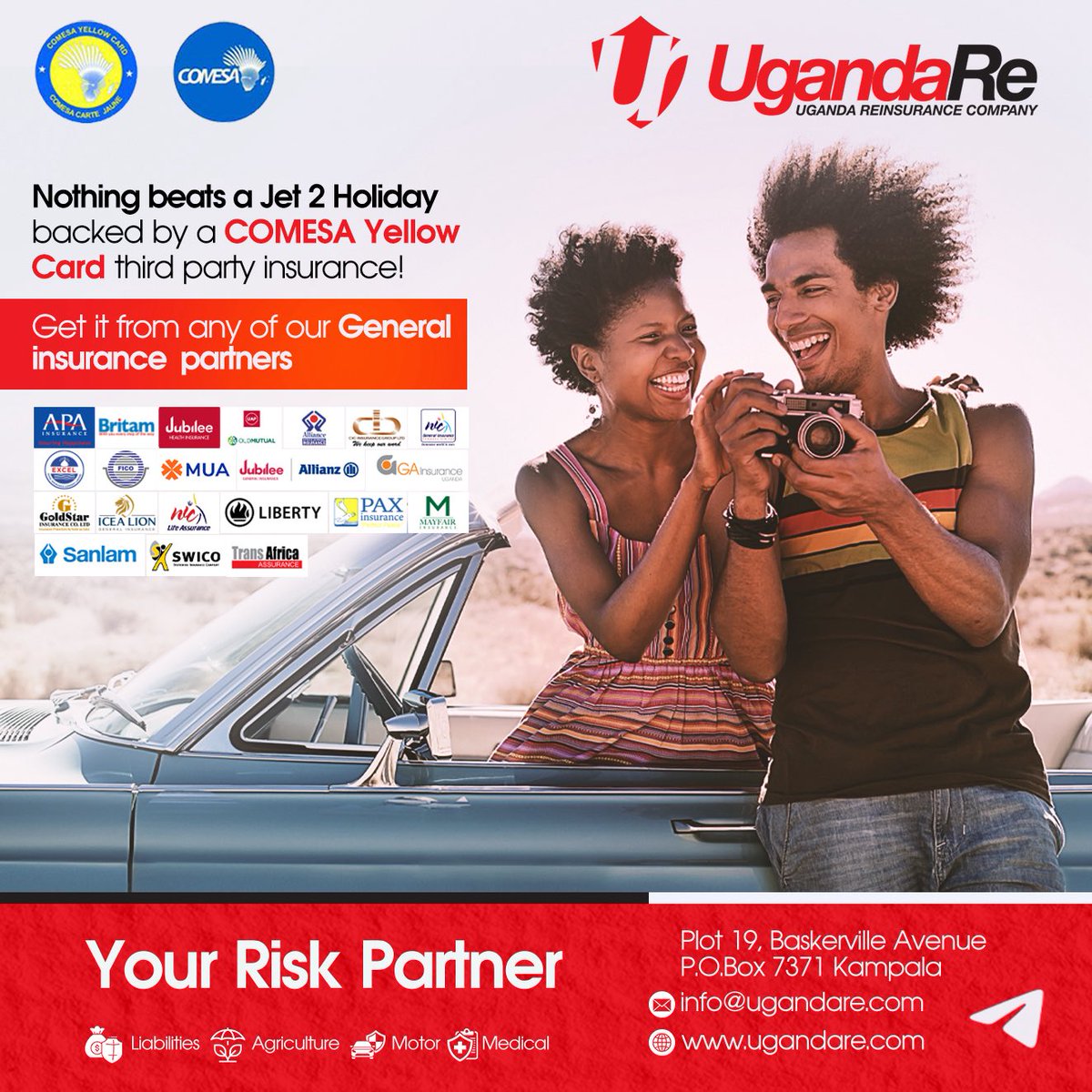 uganda_re's tweet photo. Because the best trips aren’t just about the destination, but the security that gets you there. COMESA Yellow Card third party insurance keeps you safe from 3rd party liabilities on the road across boarders.
#YourRiskPartner
#COMESAYellowCardInsurance
#CrossBoarderSafety https://t.co/efkGYVxHOo
