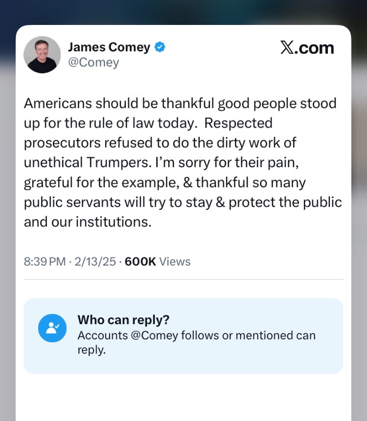 Just thought I’d post this Comey comment.