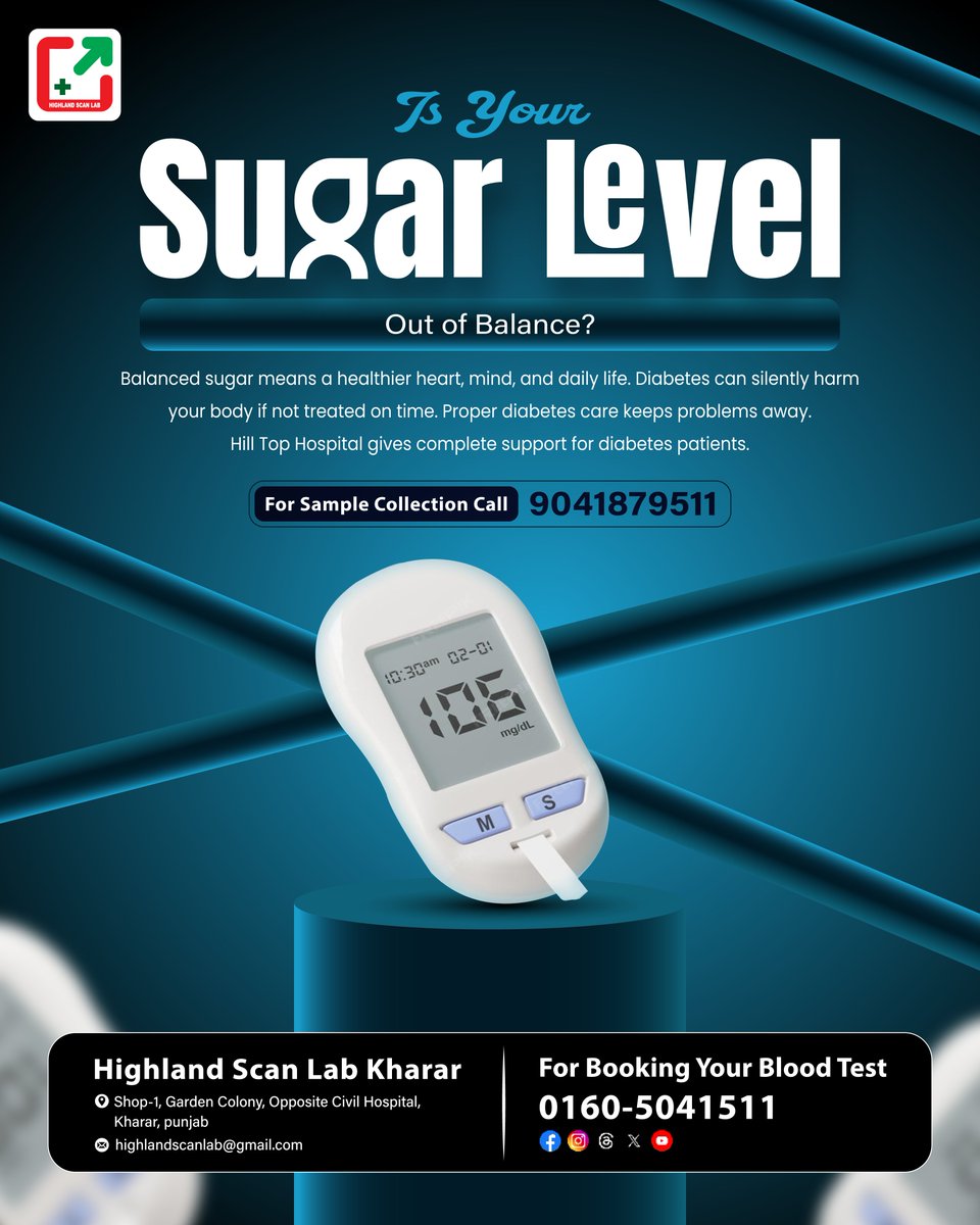 HighlandScanLab's tweet image. Uncontrolled blood sugar can lead to serious complications, but early detection makes all the difference. At Highland Scan Lab offers precise diabetes screening to help you take control of your health before it takes control of you.