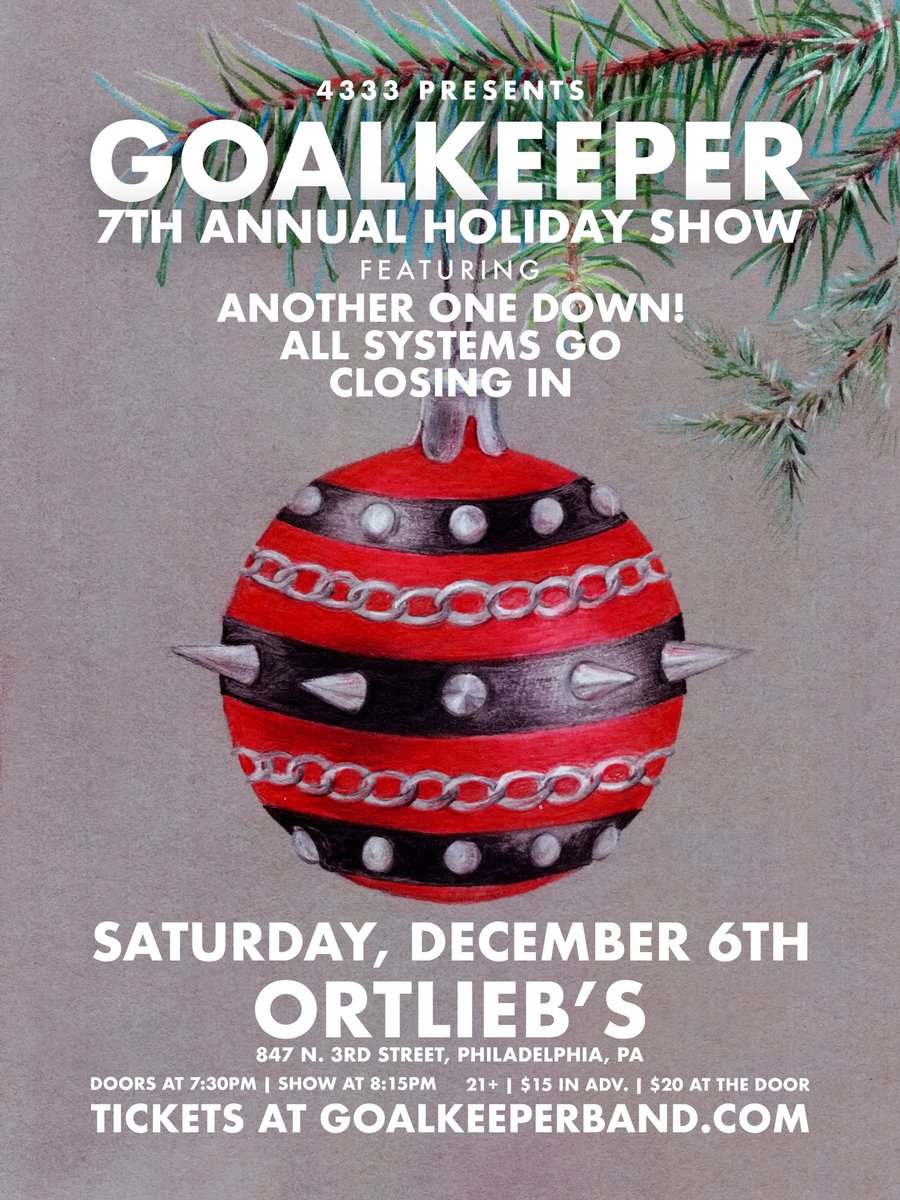 Another One Down! (@anotheronedown_) on Twitter photo We'll be chugging eggnog at <a href="/goalkeeperband/">Goalkeeper</a> holiday show this December on 12/6 in Philly with the homies in <a href="/allsystemsgoNJ/">All Systems Go</a> and <a href="/closinginhc/">Closing In</a> 🎅🎄🥛
Tickets are on sale NOW and selling FAST 🎟 Only 100 available!!!
Get yours now at anotheronedown.com We'll be chugging eggnog at <a href="/goalkeeperband/">Goalkeeper</a> holiday show this December on 12/6 in Philly with the homies in <a href="/allsystemsgoNJ/">All Systems Go</a> and <a href="/closinginhc/">Closing In</a> 🎅🎄🥛
Tickets are on sale NOW and selling FAST 🎟 Only 100 available!!!
Get yours now at anotheronedown.com