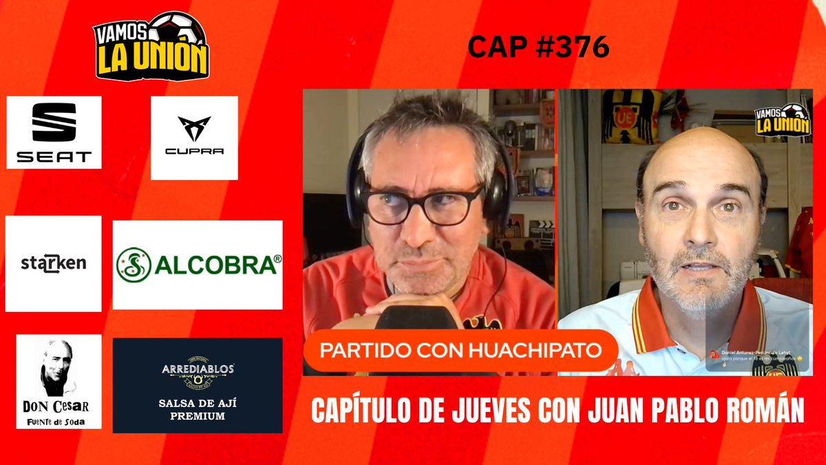Buena conversa futbolera con <a href="/jpromano/">Juan Pablo Roman</a> en el episodio 376 del Vamos La Unión, la terapia necesaria para los hinchas de <a href="/UEoficial/">Unión Española</a> , link y nos vemos el martes a las 20:00! youtube.com/watch?v=S1zY_H…