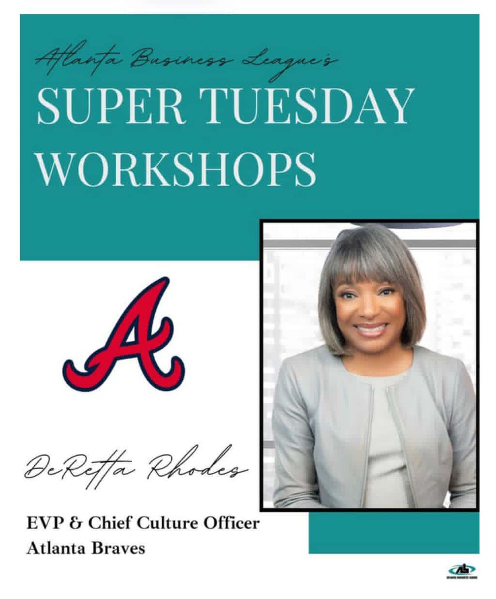 I’m looking forward to participating as a guest speaker for the Atlanta Business League’s Super Tuesday Workshop titled, “Claiming Your Seat; Breaking Through Self Doubt!” Register now with the Atlanta Business League! #ABLSuperTuesday #WomenInLeadership #Elevate