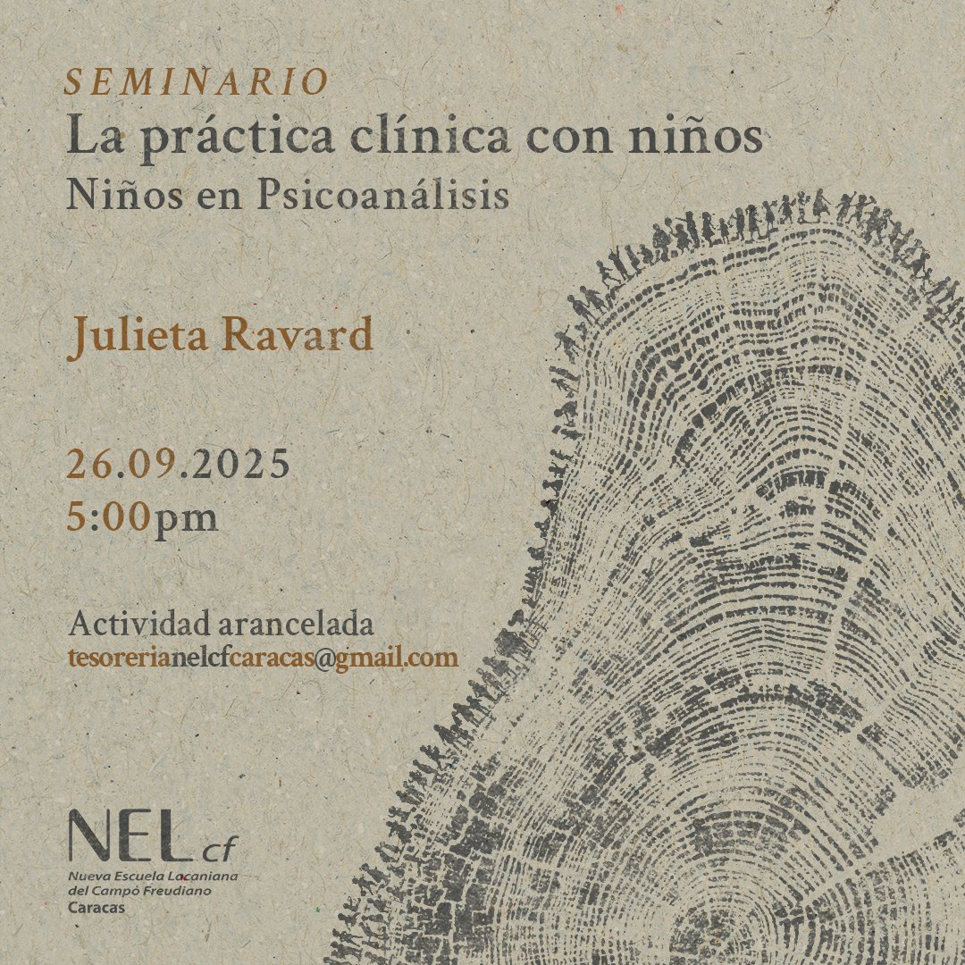 📌 Seminario La práctica clínica con niños 
Niños en psicoanálisis 👶🏼
"Uso de la palabra, uso del cuerpo en la sesión" 
🎤 Invitada: Giselle Cardozo, miembro de la NEL y la AMP
Inscripciones en tesorerianelcfcaracas@gmail.com ✉️
#psicoanalisis #Freud #Lacan #infancia