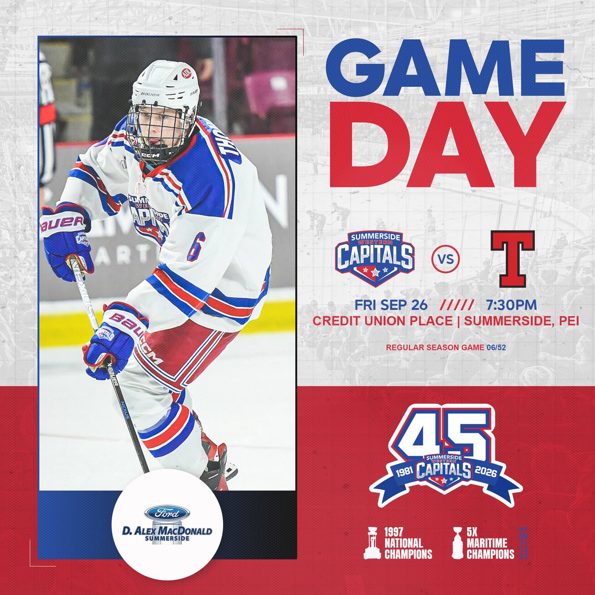 Summerside Capitals (@ssidecapitals) on Twitter photo HOME OPENER! Tonight we welcome #CapsArmy back for our 45th season <a href="/CUPEvents/">Credit Union Place</a>! Puck drop at 7:30pm. Pre-game activities out front being at 5:00pm. Activities will be weather dependent, so make sure to check out our Facebook page before for any cancellations. HOME OPENER! Tonight we welcome #CapsArmy back for our 45th season <a href="/CUPEvents/">Credit Union Place</a>! Puck drop at 7:30pm. Pre-game activities out front being at 5:00pm. Activities will be weather dependent, so make sure to check out our Facebook page before for any cancellations.