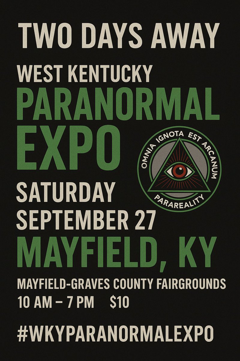 👁️ Just 2 days away!
I’ll be at the West KY Paranormal Expo this Saturday in Mayfield, KY—collecting YOUR paranormal stories for the ParaReality Podcast. 🎙️
Bring me your ghost, UFO, Bigfoot &amp; cryptid encounters!

#WKYParanormalExpo #ParaRealityPodcast #Paranormal