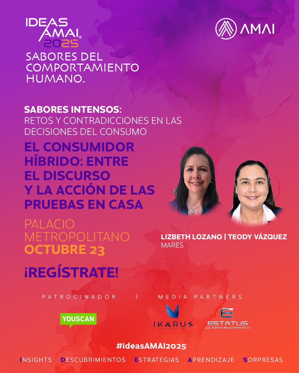 No te pierdas la presentación de Lizbeth Lozano y Teody Vázquez de <a href="/MARES_CI/">MARES CI</a> en #IDEASAMAI2025

Esta ponencia aborda el fenómeno del consumidor híbrido: racional en lo que expresa, emocional en lo que elige. 

A través de hallazgos de pruebas de uso en casa, se expondrá cómo