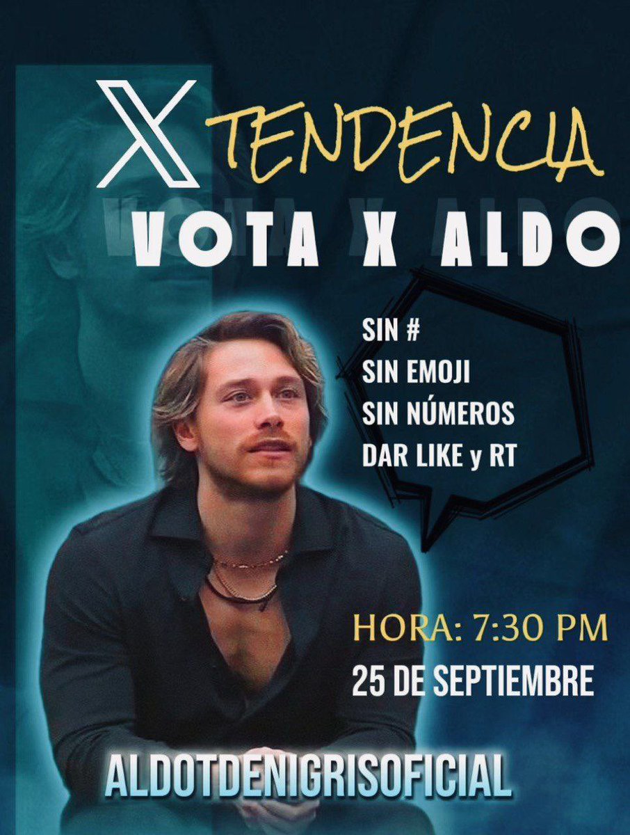 Hilo 🧵ATENCION TEAM ALDO😇
META PARA TENDENCIA ⏫️1️⃣

con  el siguiente 

VOTA X ALDO

comenten este tweet

10  nombres de frutas 
10  nombre de objetos 
10  nombre de países 
10  nombre animales 

Vamos con todo