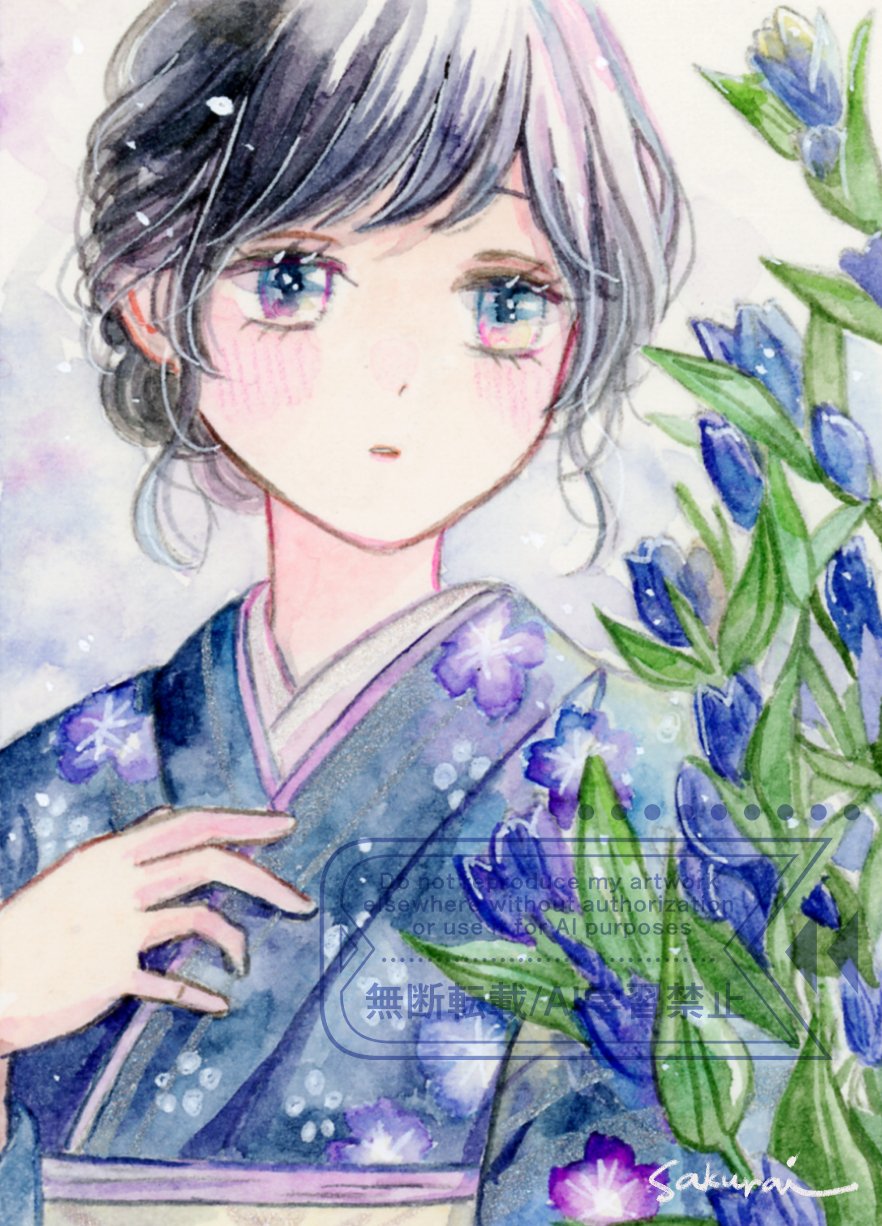 手描きイラスト✣創作水彩原画『桜花爛漫』 手描きイラスト✣創作水彩原画『桜花爛漫』