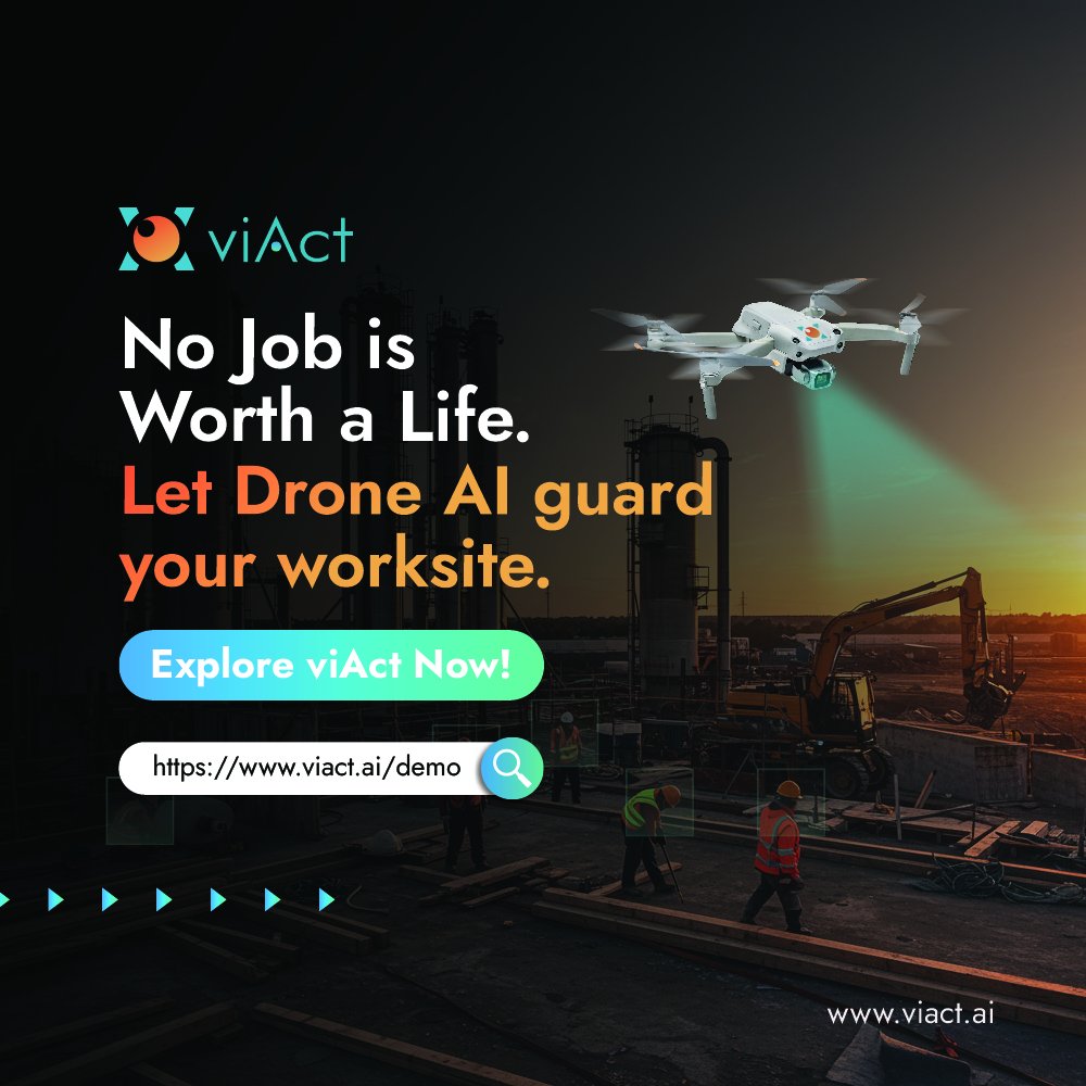AiViact's tweet image. Drones + viAct = Smart Safety 🚁⚡

🌐 3D mapping
🤖 Confined space monitoring
🌬️ Toxic air detection
📹 AI safety alerts
📍 LiDAR precision

#DroneTechnology #DroneAI #ConstructionSafety