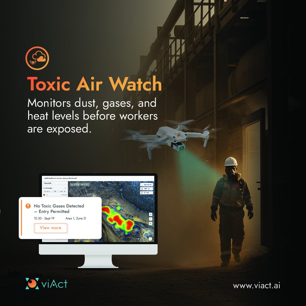 AiViact's tweet image. Drones + viAct = Smart Safety 🚁⚡

🌐 3D mapping
🤖 Confined space monitoring
🌬️ Toxic air detection
📹 AI safety alerts
📍 LiDAR precision

#DroneTechnology #DroneAI #ConstructionSafety
