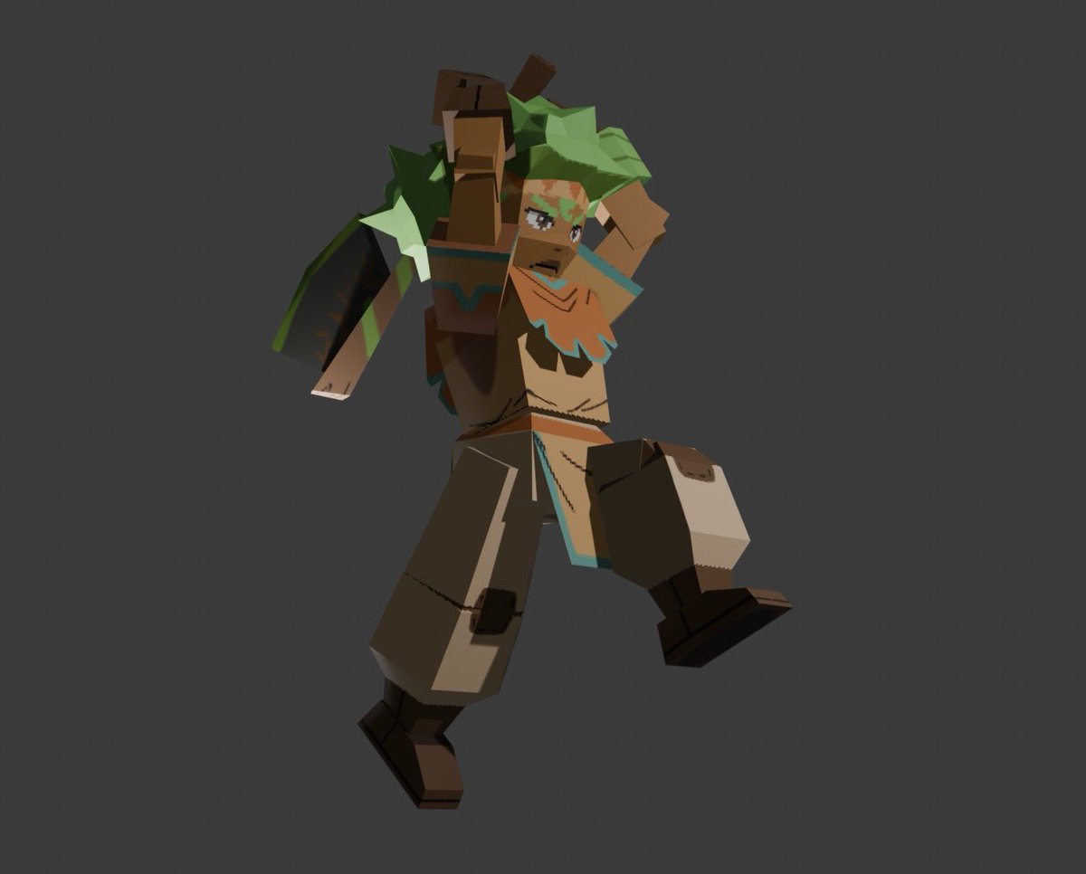 doodle_dupe's tweet image. I remade my character Hacha in a low-poly 3D style! Some of the joints look weird, but not bad overall. Painting the textures was my favorite part. Rigging was the least fun.
#blender #blackart #JRPG #3dmodeling