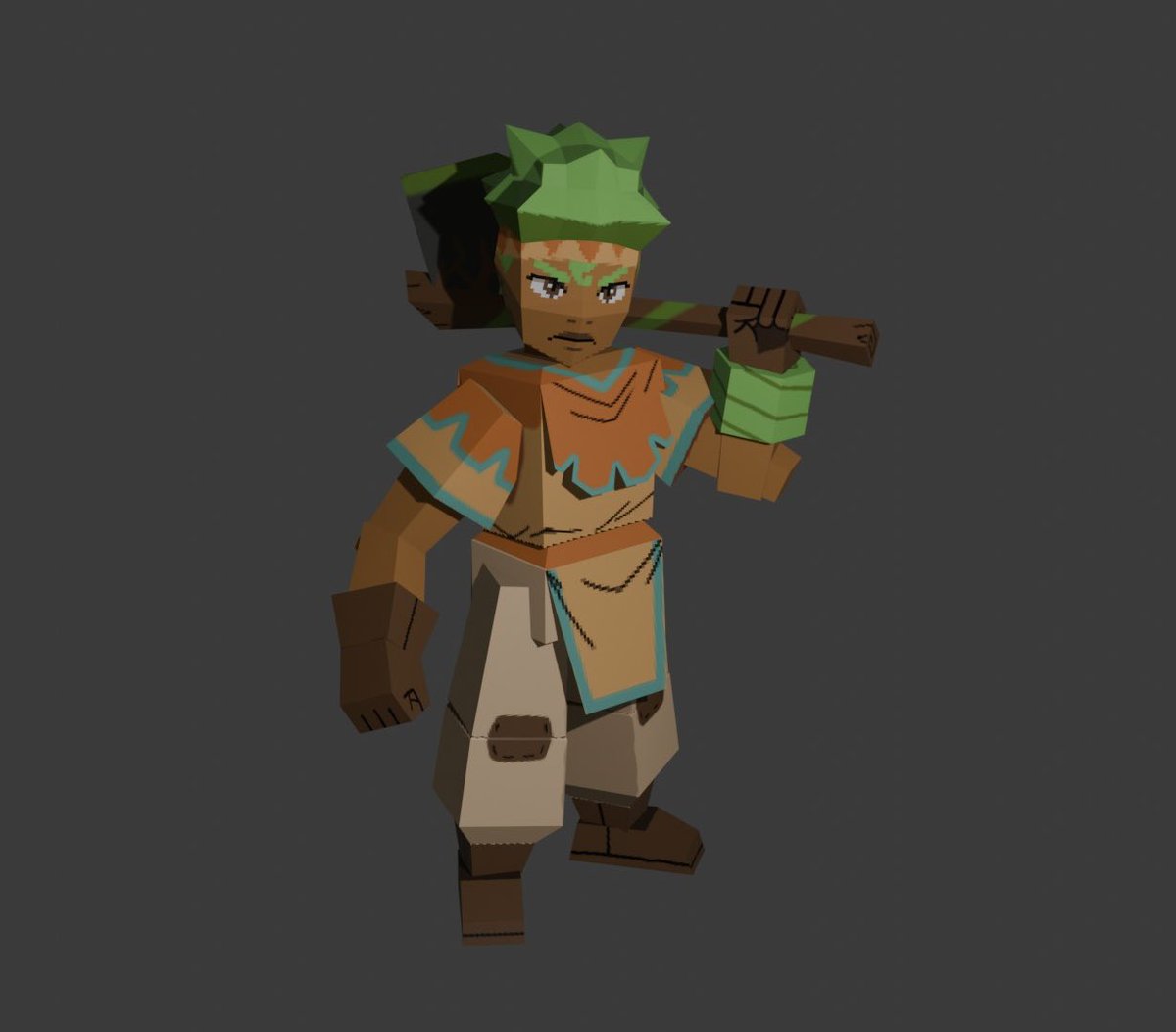 doodle_dupe's tweet image. I remade my character Hacha in a low-poly 3D style! Some of the joints look weird, but not bad overall. Painting the textures was my favorite part. Rigging was the least fun.
#blender #blackart #JRPG #3dmodeling