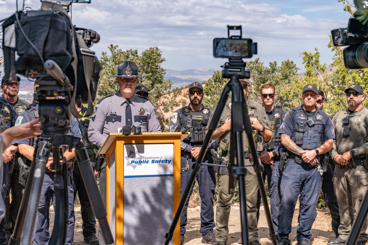 WashoeSheriff's tweet photo. Today, the Washoe County Sheriff's Office joined the Nevada Department of Public Safety, Office of Traffic Safety, and our law enforcement partners at a press conference to kick off the Joining Forces initiatives during this year's Street Vibrations Rally.

As part of this statewide effort, deputies will be out with highly visible patrols focusing on motorcycle safety. With thousands of riders in our region, we're asking everyone to do their part to keep our roads safe and the Washoe County Sheriff's Office shares these safety reminders:

Riders:
* Wear proper gear, helmets are required in Nevada.
* Lane splitting is illegal and unsafe.
* Stay visible to those driving around you.
* Stay alert and always ride sober.

Drivers:
* Look twice before changing lanes.
* Give motorcycles extra space.
* Avoid distractions.

Together, we can make Street Vibrations safe and enjoyable for all.

#JoiningForces #StreetVibrations #RideSafe
