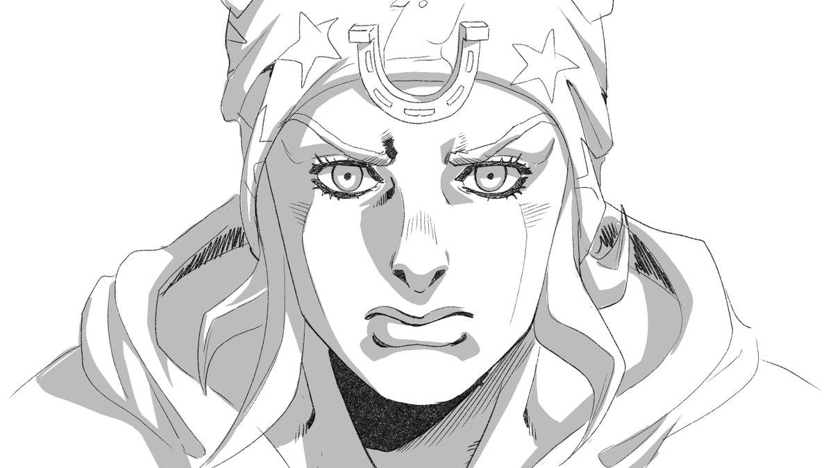 SBR trailer Johnny Joestar screenshot redraw in early steel ball run style 'cause I love it. #steelballrun