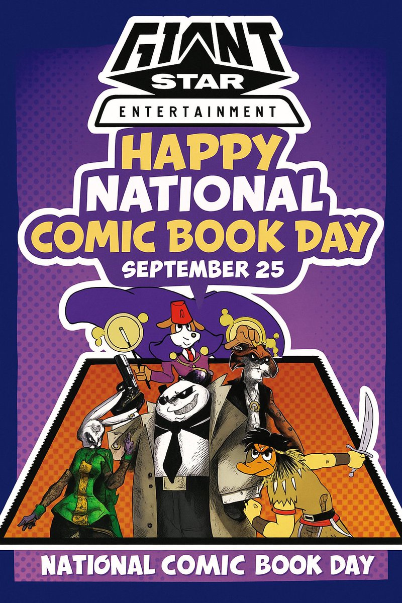 Giant_Star_Ent's tweet image. National Comic Book Day is an annual celebration that falls on September 25.#NationalComicBookDay #ComicBooks #GraphicNovels #Manga #Superheroes #ComicBookArt #ComicBookFans #IndieComics #ComicCollectors #ComicCulture #ReadComics #SupportCreators #ComicsAreArt #ComicBookCommunity