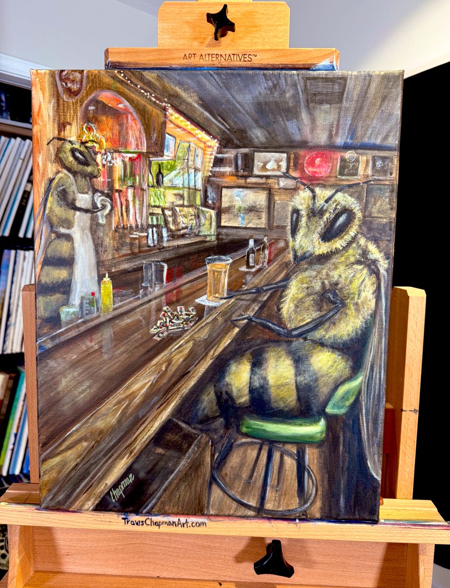 Travispaints's tweet image. I painted a Barbee playing pull tabs