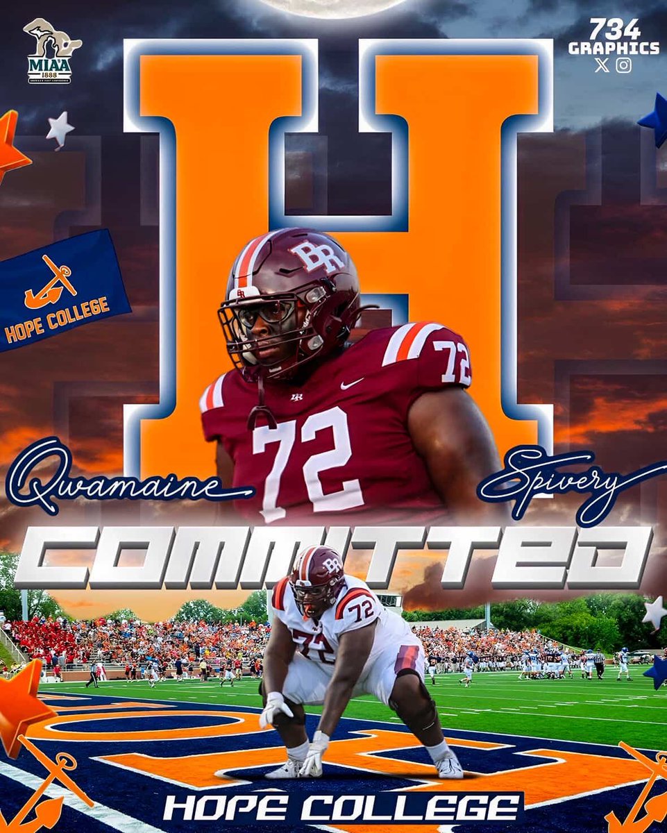 QwaMaine “Q” Spivery Jr (@qwamainejr) on Twitter photo So blessed to announce my commitment to Hope College to continue my academic and athletic career!!! Thank you
<a href="/PStuursm/">Peter Stuursma</a>
<a href="/CoachJArnold4/">Coach Jinks Arnold</a> <a href="/Coach_HThompson/">Hunter Thompson</a>
<a href="/CoachQuedenfeld/">Coach Quedenfeld</a>
<a href="/BrotherRiceFB/">Brother Rice Football</a>
<a href="/A1_coach/">Coach Lacy</a>
<a href="/LSC_Sports/">LEGACY SPORTS</a>
<a href="/CoachCano/">ONEighty Athletics</a>
<a href="/CoachEmanOC/">Coach E</a>
<a href="/EDGYTIM/">Timothy “EDGYTIM” OHalloran</a>
<a href="/PrepRedzoneIL/">Prep Redzone Illinois</a>
<a href="/Tim_OBrien10/">Tim O'Brien</a> So blessed to announce my commitment to Hope College to continue my academic and athletic career!!! Thank you
<a href="/PStuursm/">Peter Stuursma</a>
<a href="/CoachJArnold4/">Coach Jinks Arnold</a> <a href="/Coach_HThompson/">Hunter Thompson</a>
<a href="/CoachQuedenfeld/">Coach Quedenfeld</a>
<a href="/BrotherRiceFB/">Brother Rice Football</a>
<a href="/A1_coach/">Coach Lacy</a>
<a href="/LSC_Sports/">LEGACY SPORTS</a>
<a href="/CoachCano/">ONEighty Athletics</a>
<a href="/CoachEmanOC/">Coach E</a>
<a href="/EDGYTIM/">Timothy “EDGYTIM” OHalloran</a>
<a href="/PrepRedzoneIL/">Prep Redzone Illinois</a>
<a href="/Tim_OBrien10/">Tim O'Brien</a>