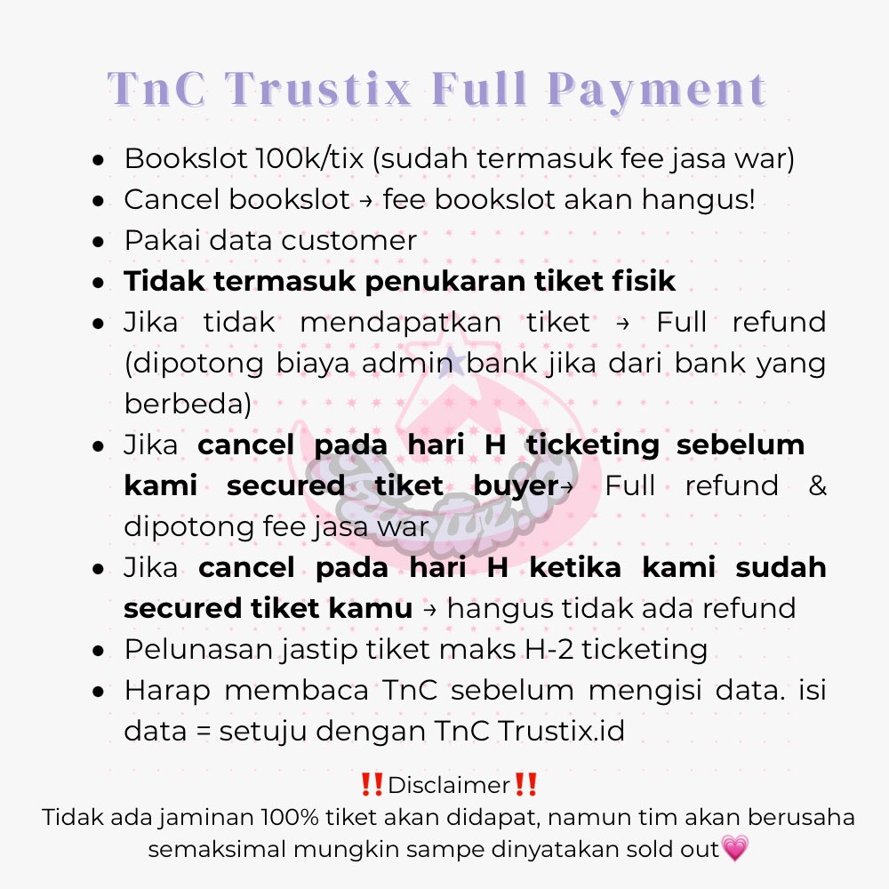 🎫OPEN JASA WAR TIKET AESPA LIVE TOUR SYNK: AEXIS LINE IN JAKARTA - Trustix.id🎫

📝pakai data pribadi
📎 full payment / self payment
‼️ Harap membaca TnC
📩 DM/Whatsapp for more info

#jasawar #jaswar #jastiptiket #jastiptrusted #AESPA_SYNK_AEXISLINE_JAKARTA