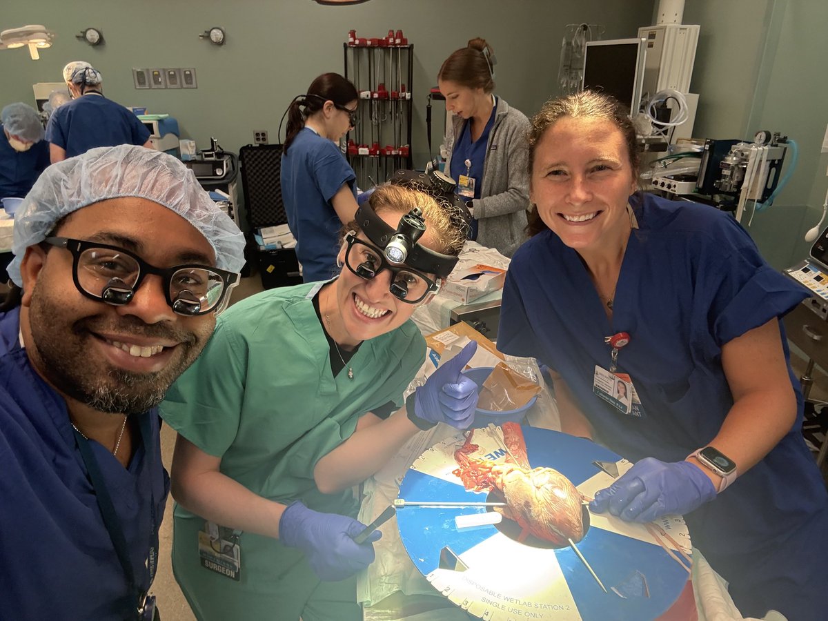 It's all about the connections 😉 at our coronary anastomoses wet lab! Great hands-on learning with students, residents, and fellows, led by our favorite educator <a href="/AhmetKilicMD/">Ahmet Kilic</a>, and chief CT fellow <a href="/drmannyrobinson/">Emmanuel Robinson</a>