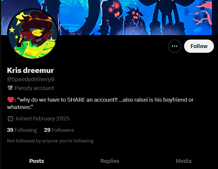 heartbreaking: kris dreemur roleplay account misgenders their own muse