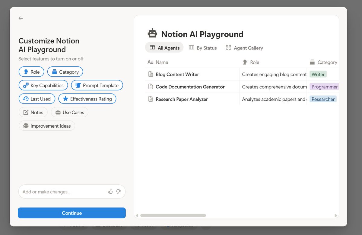 Kuntalgo's tweet image. Agent making Agent playground in @NotionHQ ✨