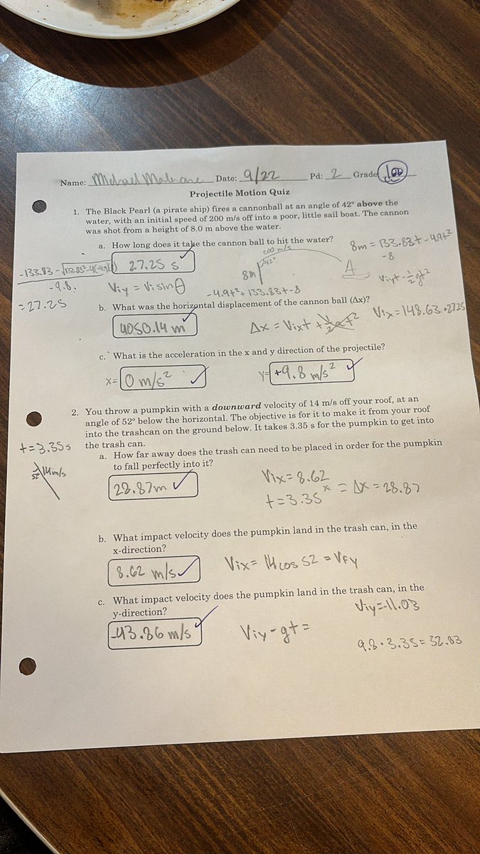 Received a score of 100 on my projectile motion quiz, working hard in the classroom too 📚📝 <a href="/coachirishodea/">Danny O'Dea</a> <a href="/Greg_Chimera/">Greg Chimera</a> <a href="/CoachClay_CLT/">Clay Finney</a> <a href="/RecruitGeorgia/">Recruit Georgia</a> <a href="/CoachTMunson/">Trevor Munson</a> <a href="/CoachCale_WCU/">Cale Matthews</a>