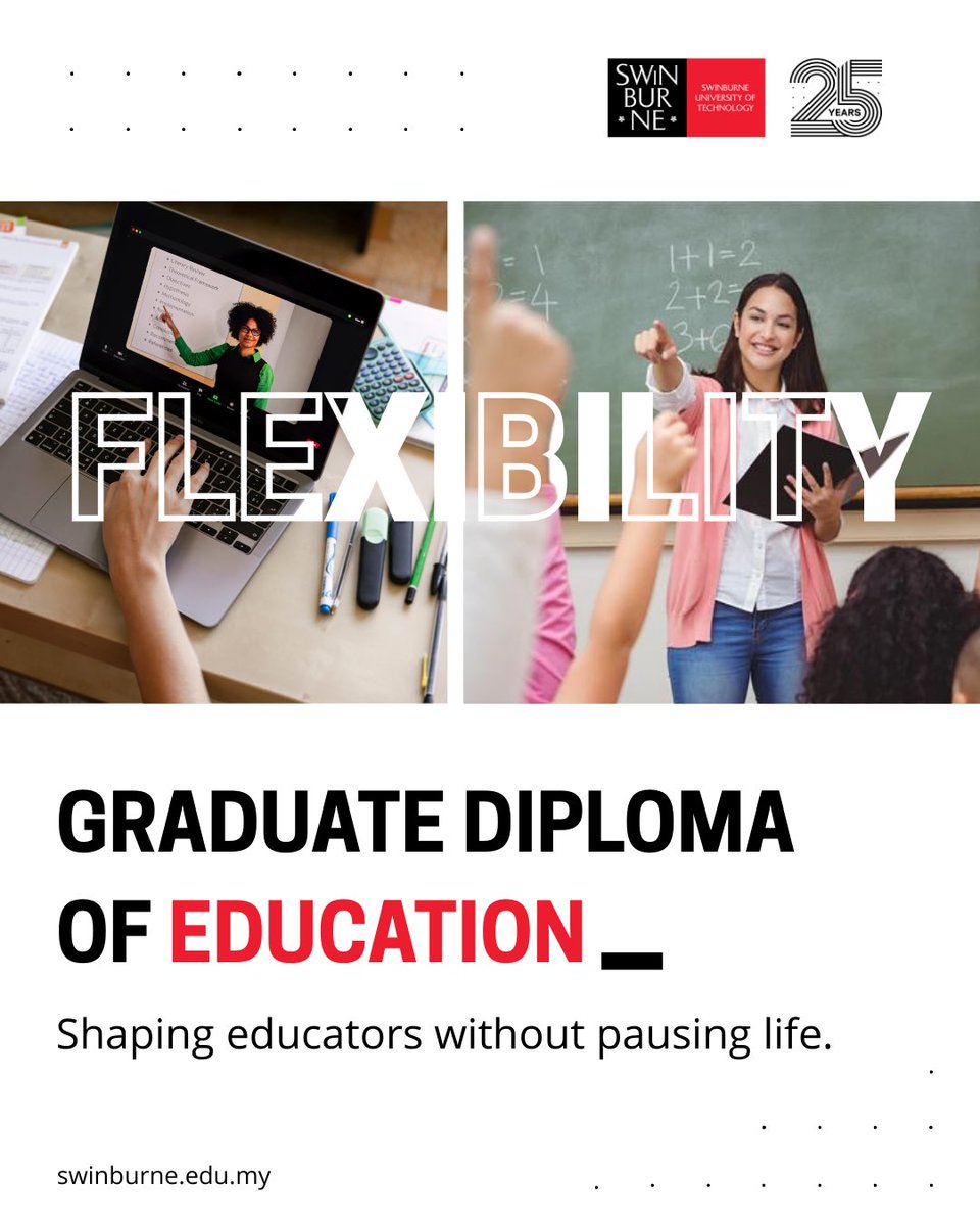 Life is busy. #SwinburneSarawak GDE offers flexible study modes: full-time, part-time, online or in-person. October intake open now: swinburne.edu.my/online-applica…
 
#FlexibleLearning #GEDatSwinburne