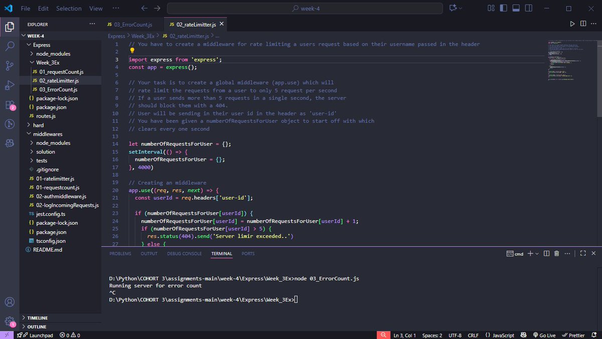 Minhix_'s tweet photo. Day11 of #100DaysOfCode – Solving Week 4 assignment of Cohort 3. Middleware concepts are slowly starting to make more sense now https://t.co/W6i3PcDu9g