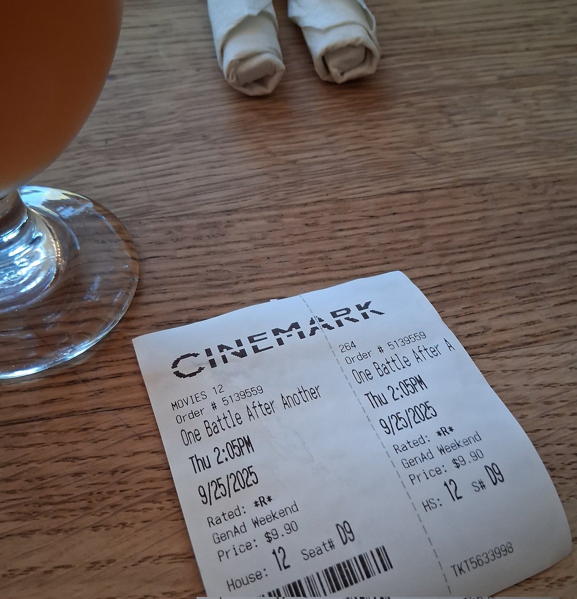 happy to have been one of the dozen or so people at the first One Battle After Another showing in Ames! WOW! also, $9.90 is actually the most expensive movie ticket I've bought in Ames (besides Fathom events), lol