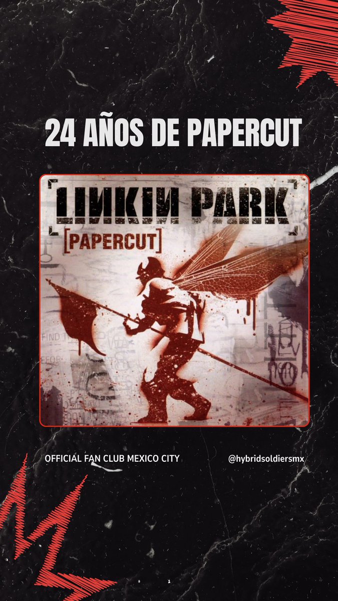 HybridSoldiers's tweet image. ¡PAPERCUT CUMPLE 24 AÑOS!

Primera canción del álbum Hybrid Theory, fue lanzado en Reino Unido como el tercer sencillo el 25 de septiembre de 2001 en formato físico, el 18 de junio del mismo año fue lanzado a la radio.

¿Cómo conociste esta canción?

#LinkinPark #Papercut