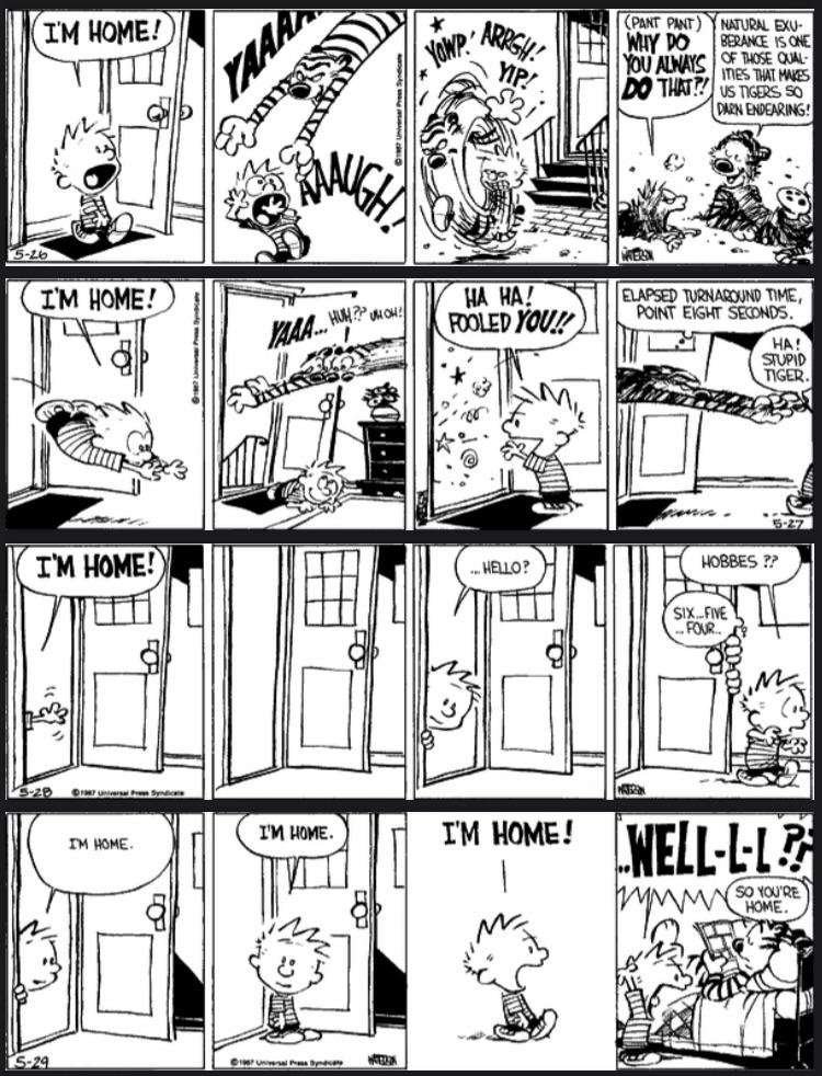 <a href="/Calvinn_Hobbes/">Calvin and Hobbes Fan Account</a> Hobbes sneak attack pounce on Calvin is my favorite running gag. 😁